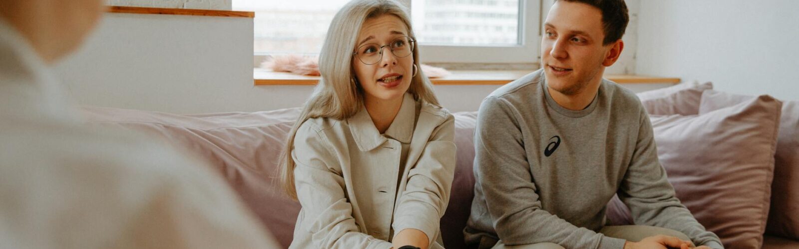couple talking with therapist